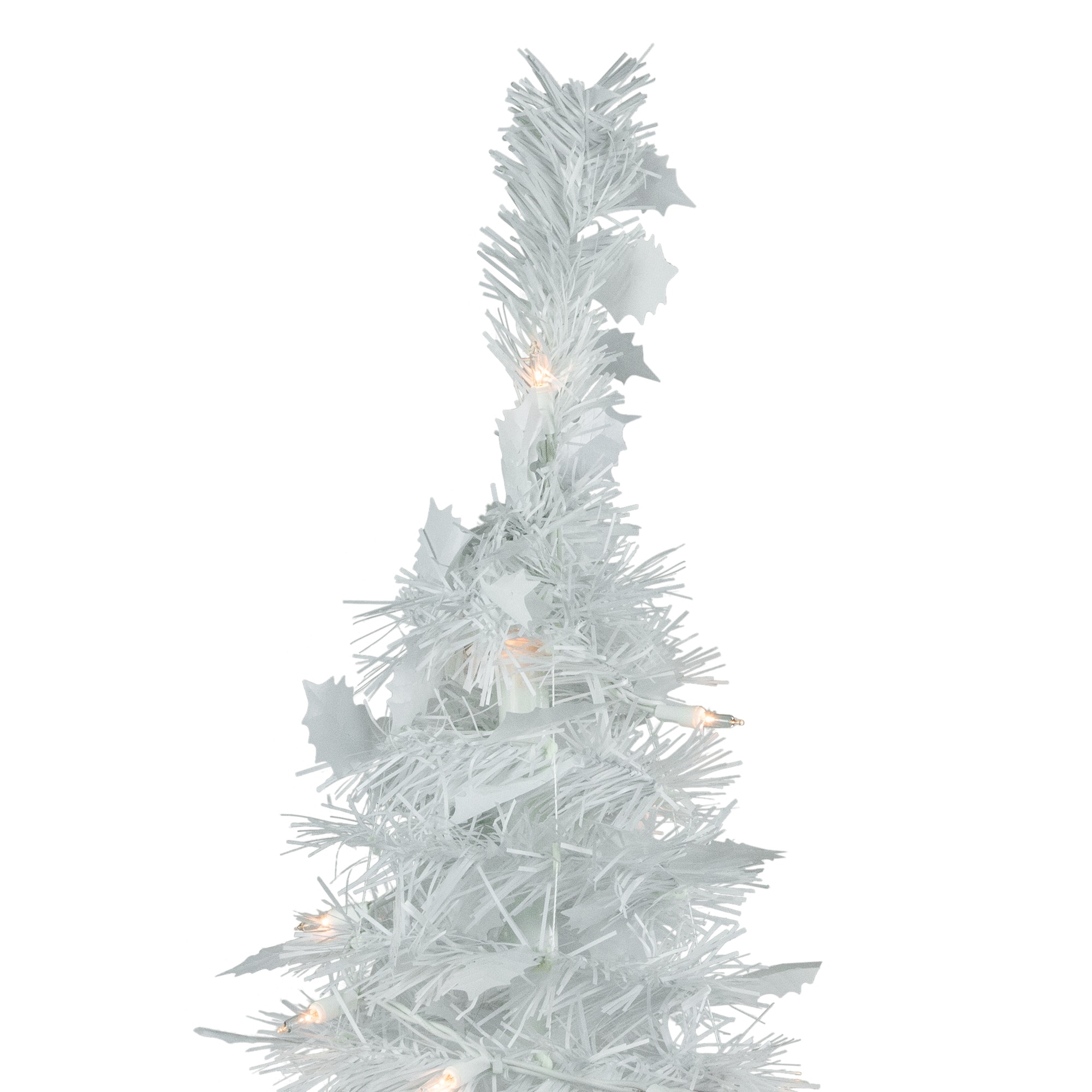 6ft. Pre-Lit White Tinsel Pop-Up Artificial Christmas Tree, Clear Lights